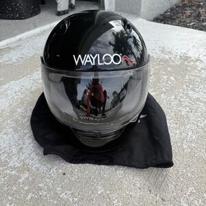 Wayloo Motorcycle Adult DOT Full Face Helmet Gloss Black w/Visors